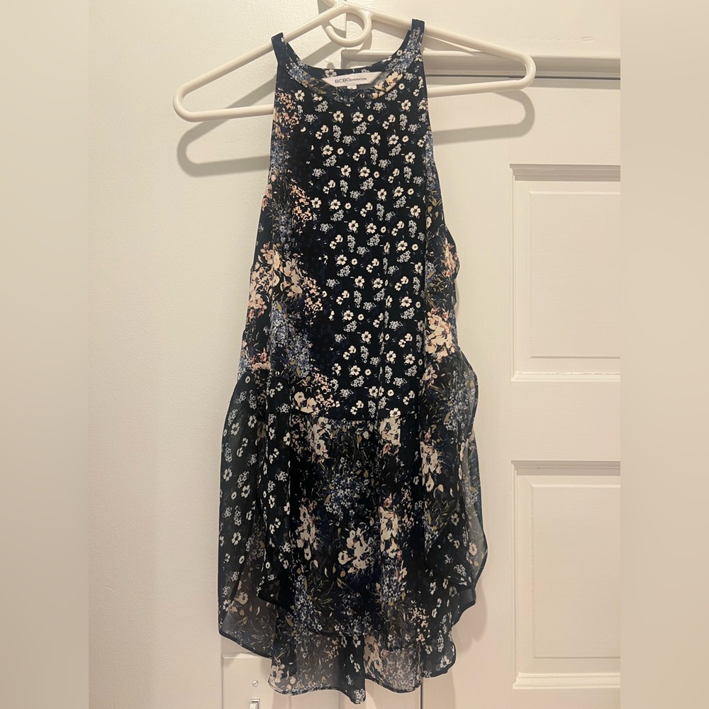 BCBGeneration Floral Halter Blouse - Black